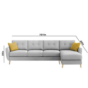 Lizel RHS 6 Seater L Shape Sofa Set with Center Table for Living Room (Grey Fabric) Premium Velvet Fabric Sofa