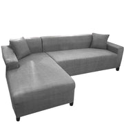 Atlanci 6 Seater L Shape Sofa Set for Living Room (Grey Fabric) Left Side