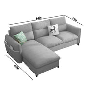 Andon 4 Seater L Shape Sofa Set for Living Room (Grey Fabric) Left Side Sofa