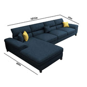 Anver 5 Seater L Shape Sofa Set for Living Room (Blue) Left Side