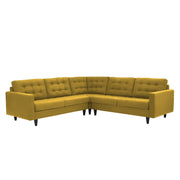 Adonway 6 Seater L Shape Sofa Set with Center Table for Living Room (Yellow) Premium Fabric Sofa