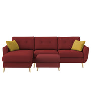 Lizel LHS 4 Seater L Shape Sofa Set with Center Table for Living Room (Maroon Fabric) Premium Velvet Fabric Sofa