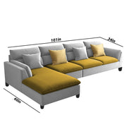 Delton LHS 6 Seater L Shape Sofa Set for Living Room (Yellow Grey) Premium Fabric