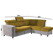 Nanzy 4 Seater L Shape Sofa Set for Living Room | Colour (Yellow Grey) Right Side