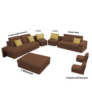 Casaling Urban Modern U-Shaped Sectional Sofa Set with Storage | 9 Seater Sofa Couch with Ottoman | Wooden Frame | Premium Colour Fabric | for Living Room & Guest Hall in (Black Colour)