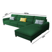 Francis 6 Seater Sofa Set for Living Room (Green Fabric) Right Side Sofa