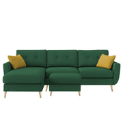 Lizel LHS 4 Seater L Shape Sofa Set with Center Table for Living Room (Green Fabric) Premium Velvet Fabric Sofa