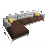 Hazer 6 Seater Sofa Set for Living Room (Brown Grey Fabric) Left Side Sofa