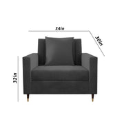 Garcia 1 Seater Sofa Set for Living Room (Black Colour) Premium Fabric Sofa