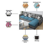 Andon 6 Seater L Shape Sofa Set for Living Room (Black Grey Fabric) Left Side Sofa