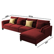 Delton RHS 6 Seater L Shape Sofa Set for Living Room (Maroon) Premium Fabric