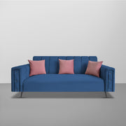 Casaliving Froster 3 Seater Sofa Set for Living Room (Blue Fabric) Premium Fabric Sofa