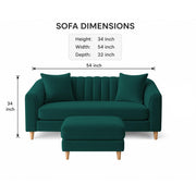 Casaliving Doraldo 2 Seater with Ottoman Sofa Set for Living Room (Black Colour) Premium Fabric Sofa Set