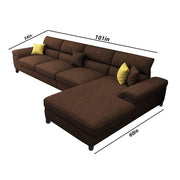 Anver 5 Seater L Shape Sofa Set for Living Room (Brown) Right Side