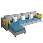Asser LHS 6 Seater L Shape Sofa Set for Living Room (Turquise Grey) Premium Fabric Sofa