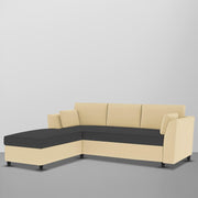 Blustin LHS 4 Seater L Shape Sofa Set for Living Room (Cream Black Fabric) Premium Fabric Sofa