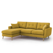 Lizel LHS 4 Seater L Shape Sofa Set for Living Room (Yellow Fabric) Premium Velvet Fabric Sofa