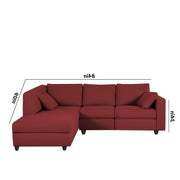 Dorian LHS 4 Seater L Shape Sofa Set for Living Room (Maroon Fabric) Premium Fabric Sofa