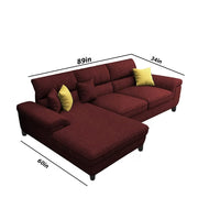 Anver 4 Seater L Shape Sofa Set for Living Room (Maroon) Left Side Sofa