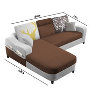 Amanda LHS 4 Seater L Shape,Sofa Set for Living Room (Brown Grey Fabric)