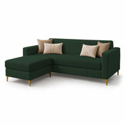 Casaliving Daxos 4 Seater L Shape Sofa Set with Movable Ottoman | Flexible Left or Right Layout | Cozy Velvet Fabric | Soft Touch Seating | Modern Designer Sofa for Living Room (Black)