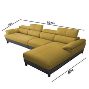Amok 6 Seater L Shape Sofa Set for Living Room (Yellow Black Leathertte) Right Side