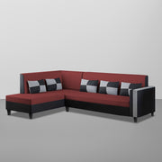 Nordy LHS 6 Seater L Shape Sofa Set for Living Room (Maroon Black Colour) Premium Fabric Sofa Set