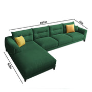 Hazer 6 Seater Sofa Set for Living Room (Green Fabric) Left Side Sofa