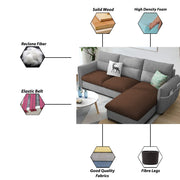 Andon 4 Seater L Shape Sofa Set for Living Room (Brown Grey Fabric) Right Side Sofa