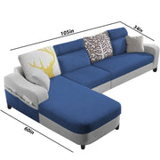 Amanda LHS 6 Seater L Shape,Sofa Set for Living Room (Blue Grey Fabric)