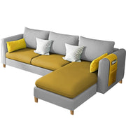 Asser RHS 4 Seater L Shape Sofa Set for Living Room (Yellow Grey) Premium Fabric Sofa