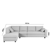Dorian LHS 6 Seater L Shape Sofa Set for Living Room (Grey Fabric) Premium Fabric Sofa