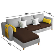 Asser LHS 4 Seater L Shape Sofa Set for Living Room (Brown Grey) Premium Fabric Sofa
