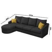 Shrank Round Lounger L Shape 6 Seater Sofa Set for Living Room (Black) Fabric Sofa | LHS