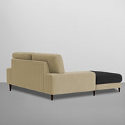 Latieo LHS 2 Seater Lounger L Shape Sofa Set for Living Room (Cream Black) Premium Fabric Sofa