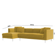Vesco LHS 6 Seater L Shape Sofa Set for Living Room (Yellow) Premium Fabric Sofa