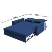 Treshta 2 Seater Pull-Out Premium Fabric Sofa Cum Bed Sofa Set for Living Room (Blue Fabric Color) Premium Fabric Sofa Set for Living Room