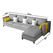 Asser RHS 6 Seater L Shape Sofa Set for Living Room (Grey) Premium Fabric Sofa