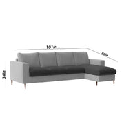Charmi LHS 6 Seater L Shape Sofa Set for Living Room (Black Grey Fabric) Premium Fabric Sofa