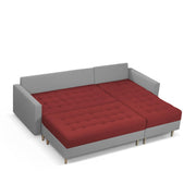 Ashton RHS 4 Seater L Shape Sofa Set with Center Table for Living Room (Maroon Grey Fabric) Premium Fabric Sofa