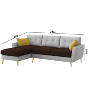Lizel LHS 4 Seater L Shape Sofa Set with Center Table for Living Room (Brown Grey Fabric) Premium Velvet Fabric Sofa
