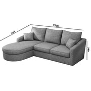Shrank Round Lounger L Shape 4 Seater Sofa Set for Living Room (Grey) Fabric Sofa | LHS