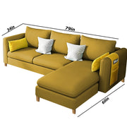 Asser RHS 4 Seater L Shape Sofa Set for Living Room (Yellow) Premium Fabric Sofa