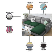 Andon 4 Seater L Shape Sofa Set for Living Room (Green Grey Fabric) Left Side Sofa