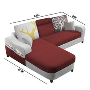 Amanda LHS 4 Seater L Shape,Sofa Set for Living Room (Maroon Grey Fabric)