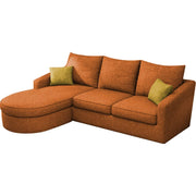 Shrank Round Lounger L Shape 4 Seater Sofa Set for Living Room (Orange) Fabric Sofa | LHS