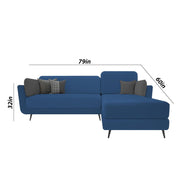 Arlond RHS 4 Seater L Shape Sofa Set for Living Room (Blue Fabric) Premium Fabric Sofa