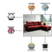 Stella RHS 4 Seater L Shape Sofa Set for Living Room (Maroon) Premium Velvet Fabric Sofa