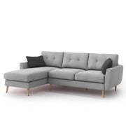Lizel LHS 4 Seater L Shape Sofa Set for Living Room (Grey Fabric) Premium Velvet Fabric Sofa