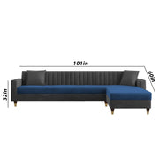 Garcia LHS 6 Seater L Shape Sofa Set for Living Room (Black Grey - Colour) Premium Fabric Sofa Set